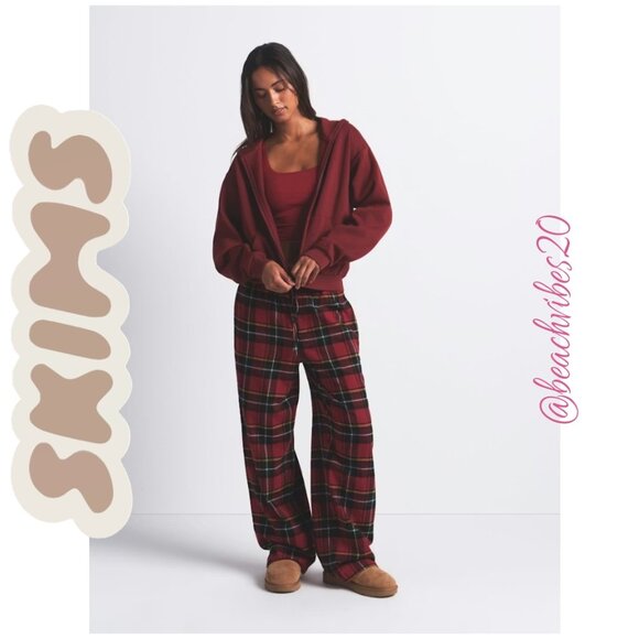 SKIMS Cotton Fleece Classic Zip-up Hoodie Merlot Medium NWT - Picture 1 of 5